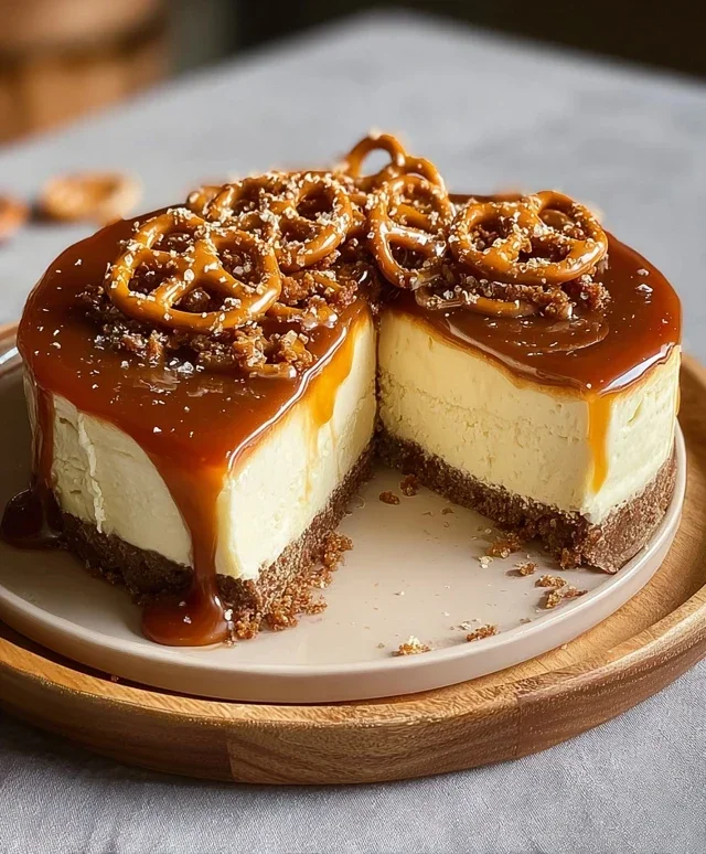 Salted Caramel Pretzel Cheesecake