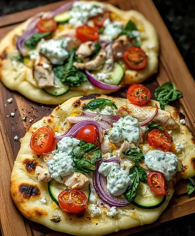 Tzatziki Chicken & Veggie Naan Pizza