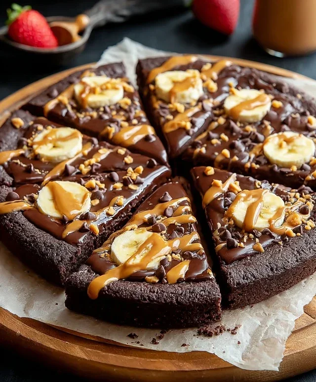 Chocolate Peanut Butter Brownie Pizza