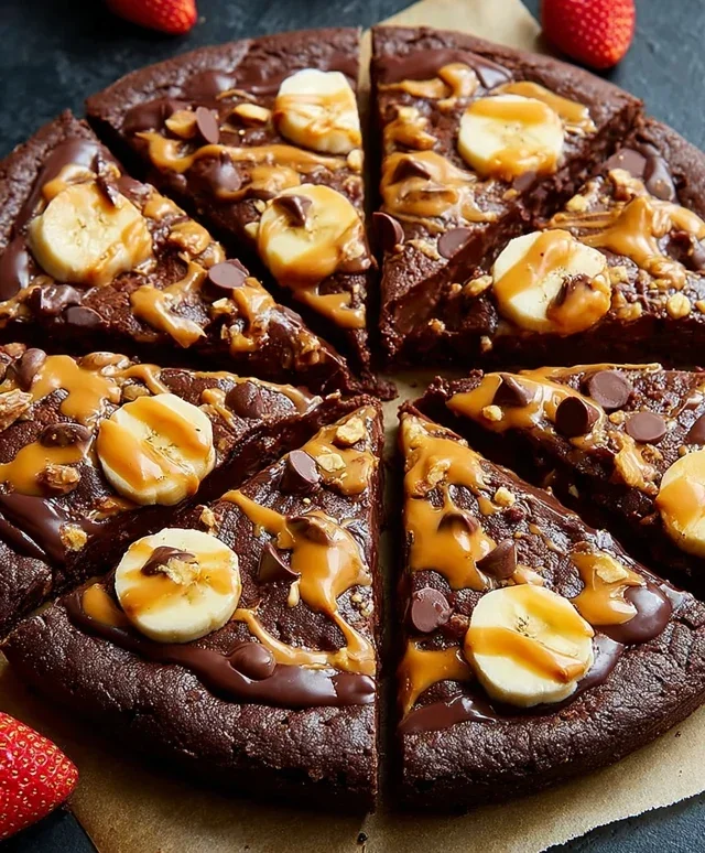 Chocolate Peanut Butter Brownie Pizza