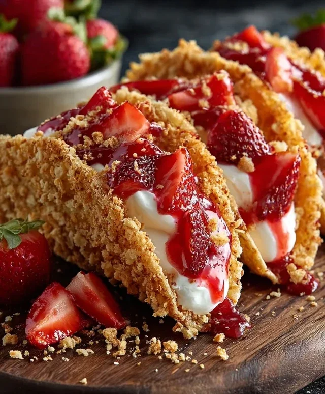 Strawberry Crunch Cheesecake Tacos