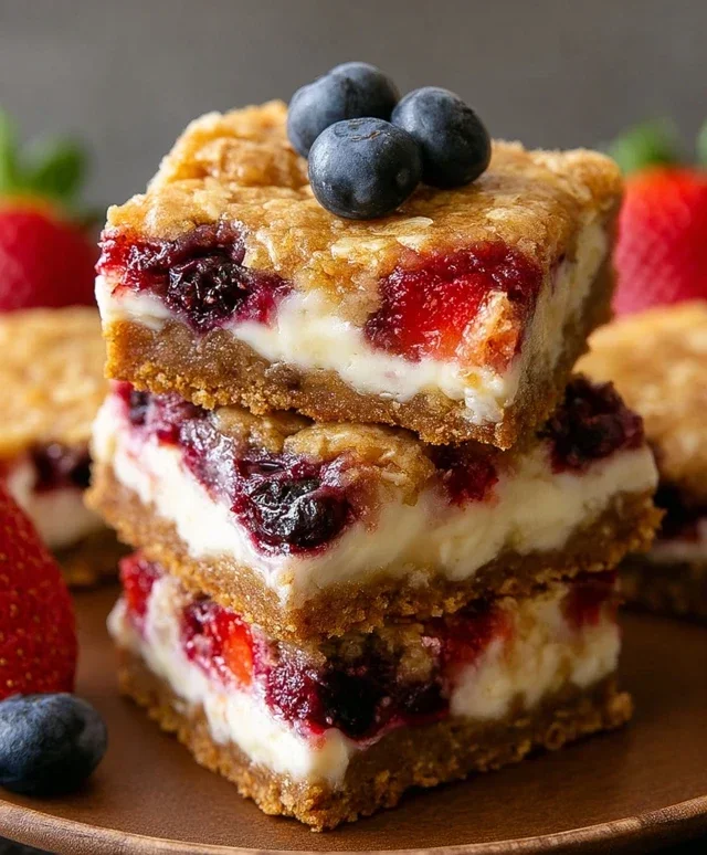 Berry Oatmeal Cheesecake Bars