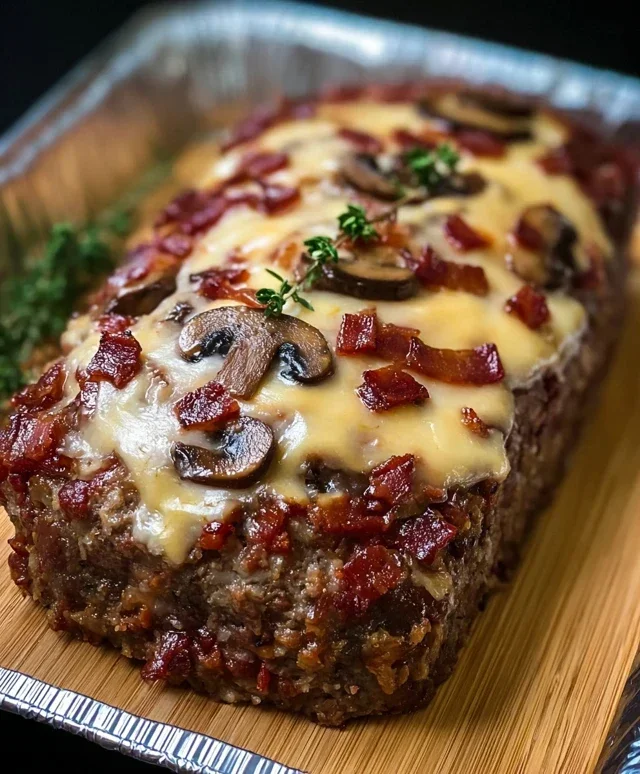 Beef Beef Bacon Mushroom Swiss Meatloaf