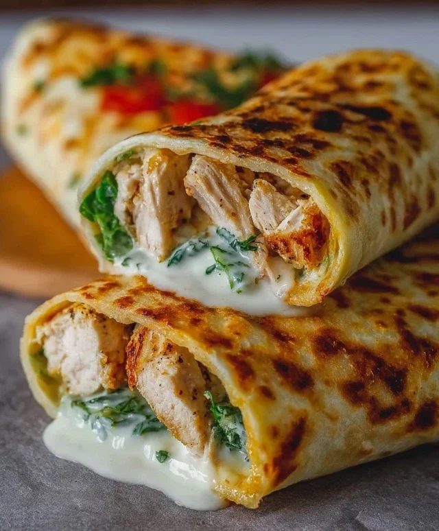 Cheesy Garlic Chicken Wraps