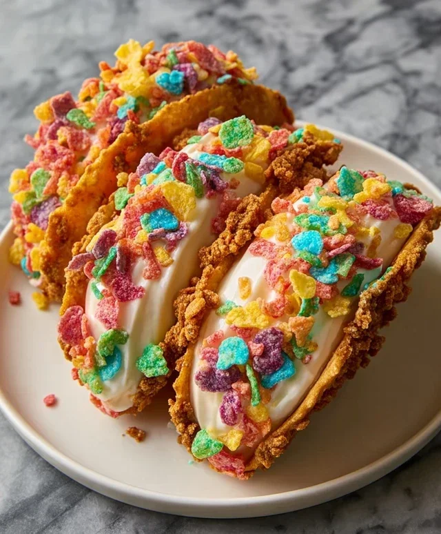 Fruity Pebbles Cheesecake Tacos