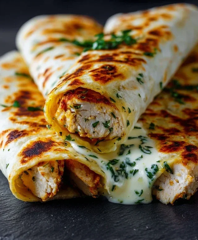Low Carb Cheesy Garlic Chicken Wraps