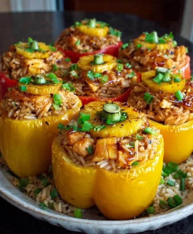 Teriyaki Pineapple Chicken and Rice Stuffed Peppers: A Sweet and Savory Meal