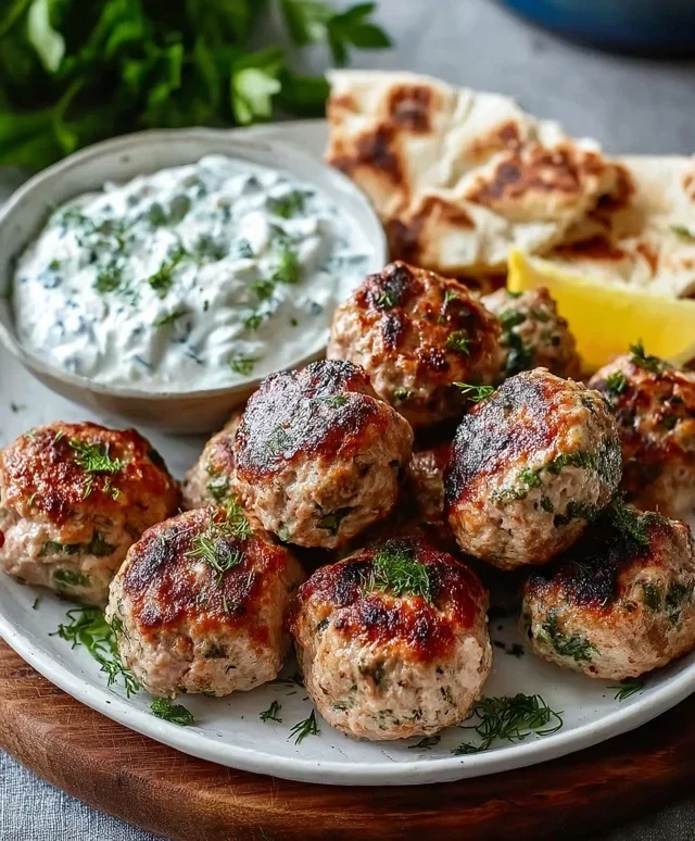 Greek Turkey Meatballs with Tzatziki