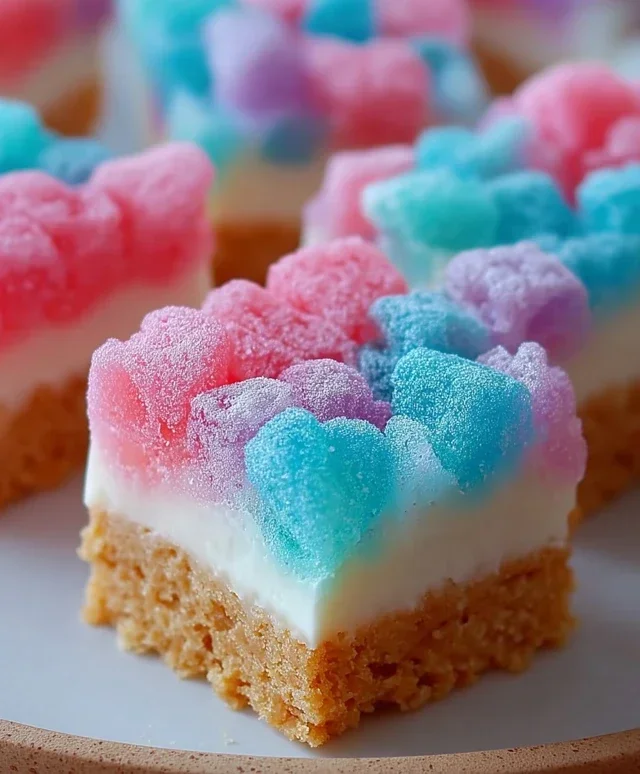 Gummy Cotton Candy Cheesecake Bites