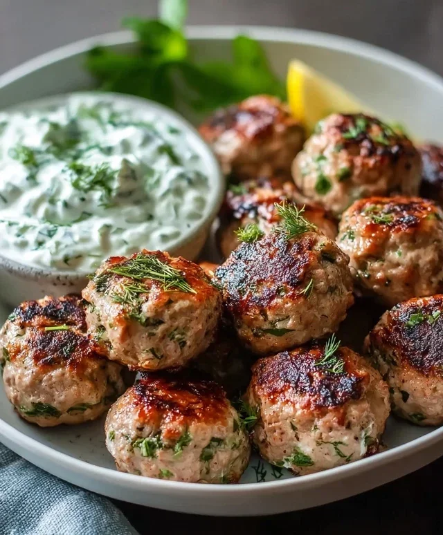 Greek Turkey Meatballs with Tzatziki