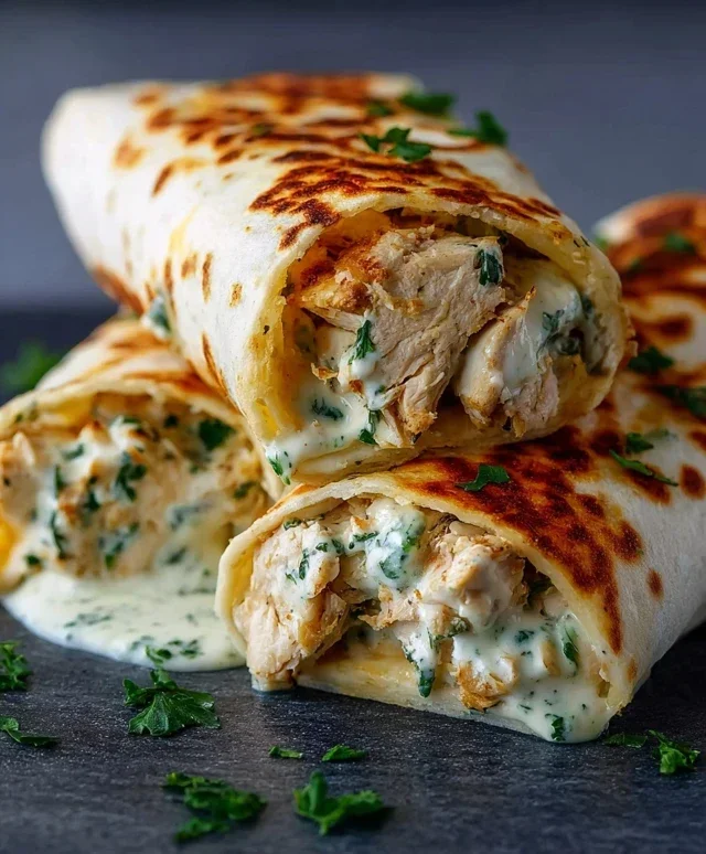 Low Carb Cheesy Garlic Chicken Wraps
