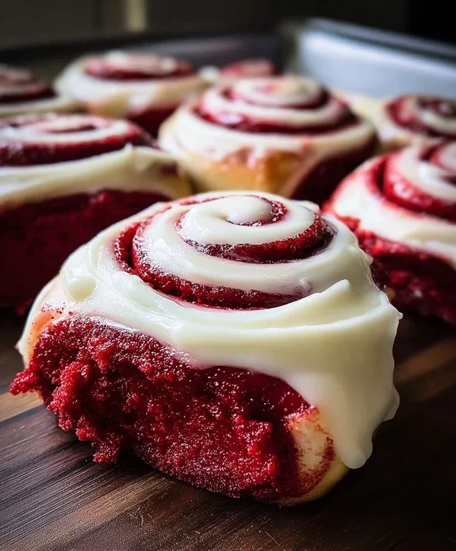 Red Velvet Cinnamon Rolls with Cream Cheese Icing