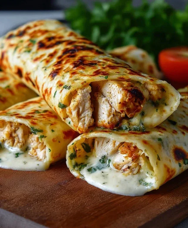 Cheesy Garlic Chicken Wraps