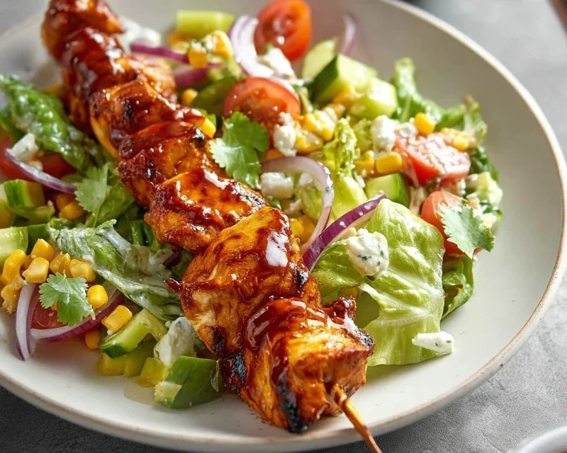 BBQ Chicken Skewer Salad