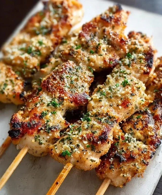 Ranch Garlic Parmesan Chicken Skewers