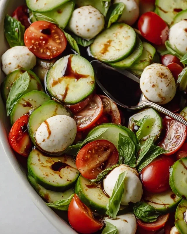 Fresh Cucumber Caprese Salad
