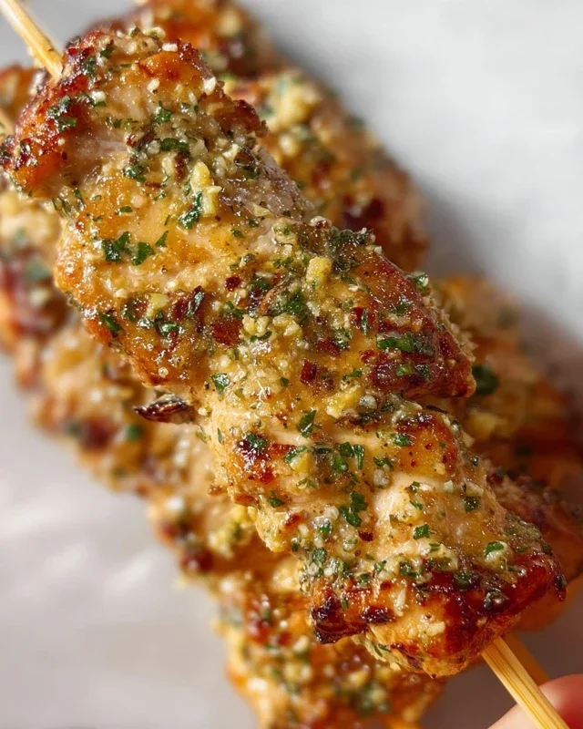 Garlic Parmesan Chicken Skewers