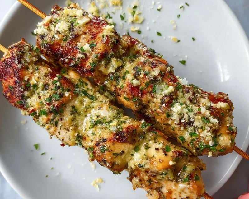 Garlic Parmesan Chicken Skewers