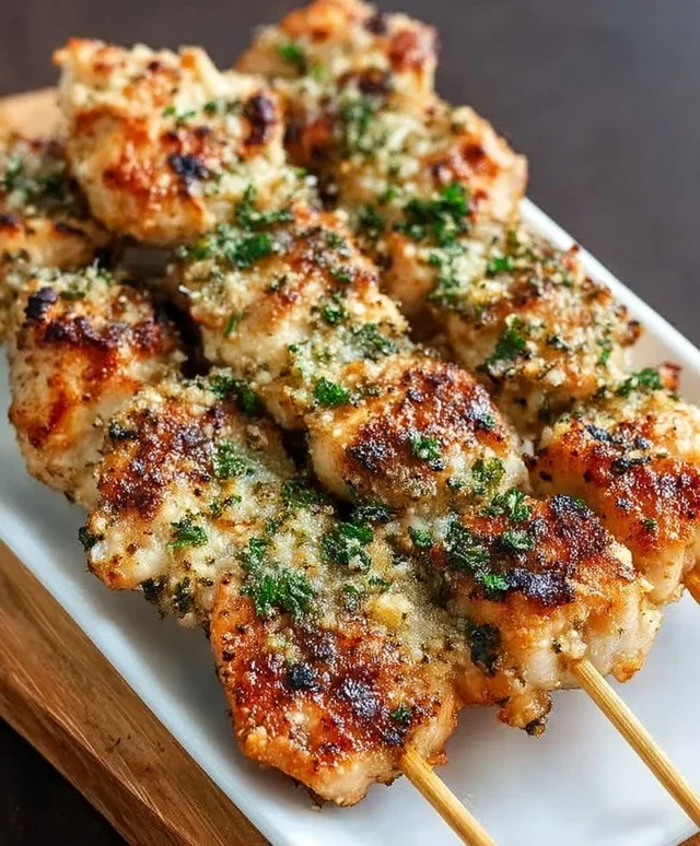 Ranch Garlic Parmesan Chicken Skewers