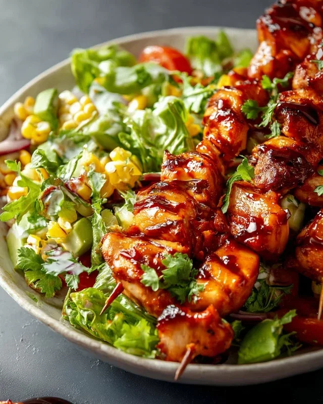 BBQ Chicken Skewer Salad