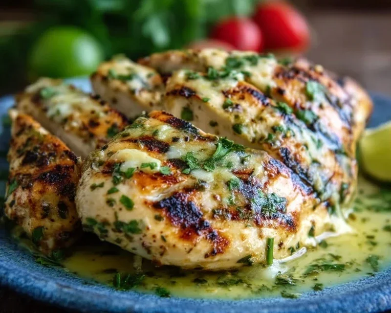 Grilled Salsa Verde Pepper Jack Chicken