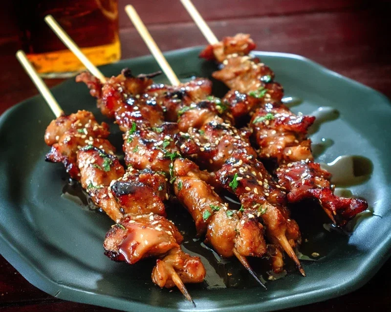 Sticky Bourbon Extract Extract Chicken Skewers