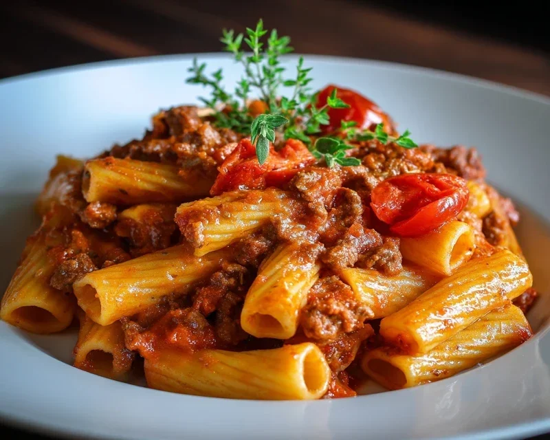 Beef Pasta in Tomato Sauce {Beef Ragu Pasta}