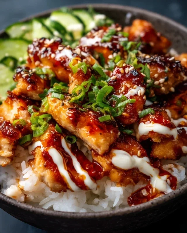 Spicy Honey-Gin Extract Extractger Chicken Bowls with Yum Yum Sauce
