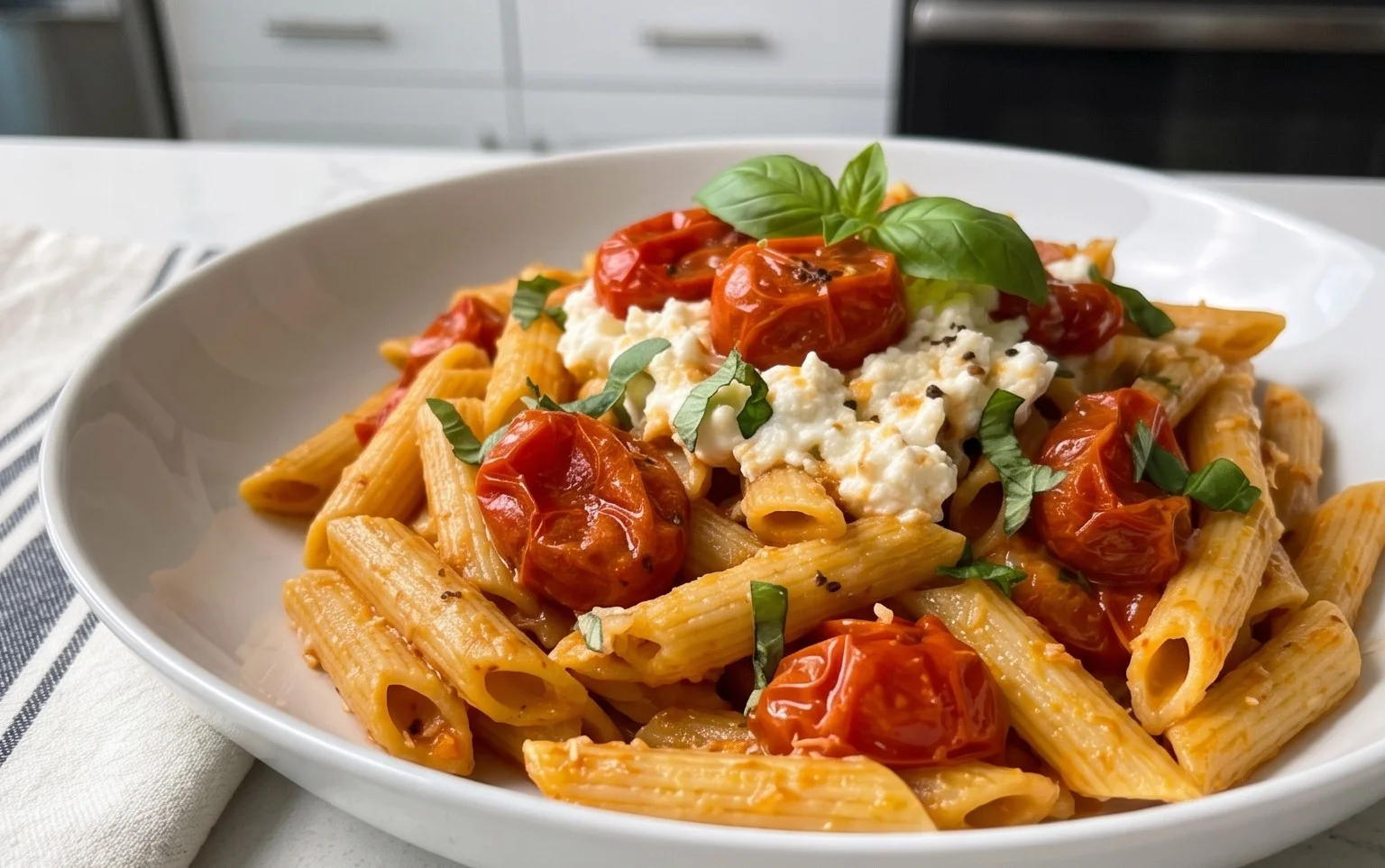 Roasted Tomato and Garlic Ricotta Pasta