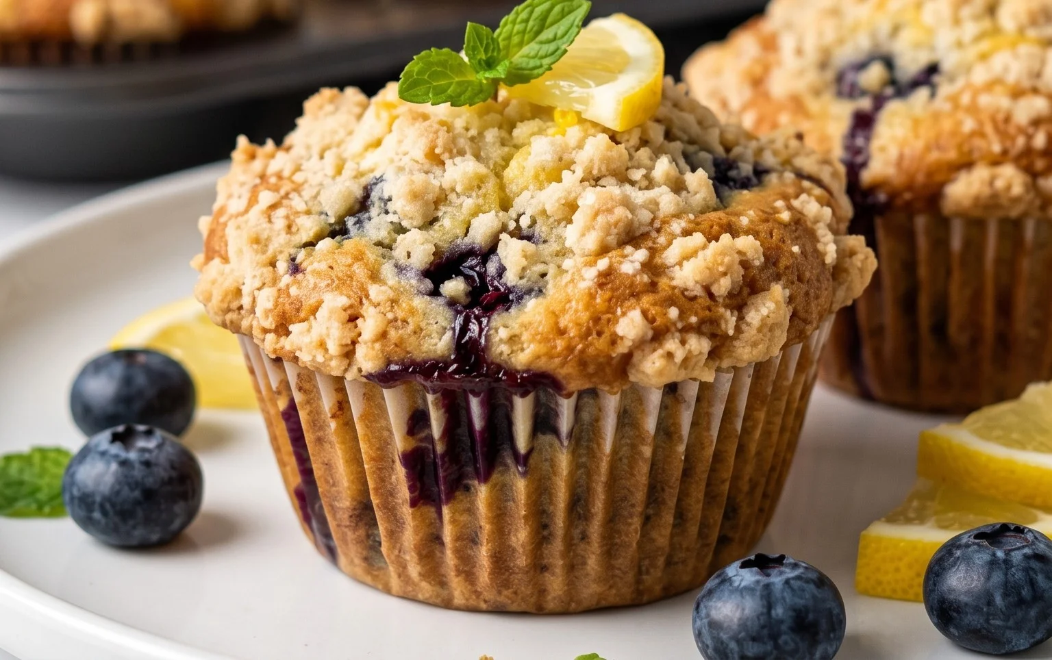 Lemon Blueberry Streusel Muffins