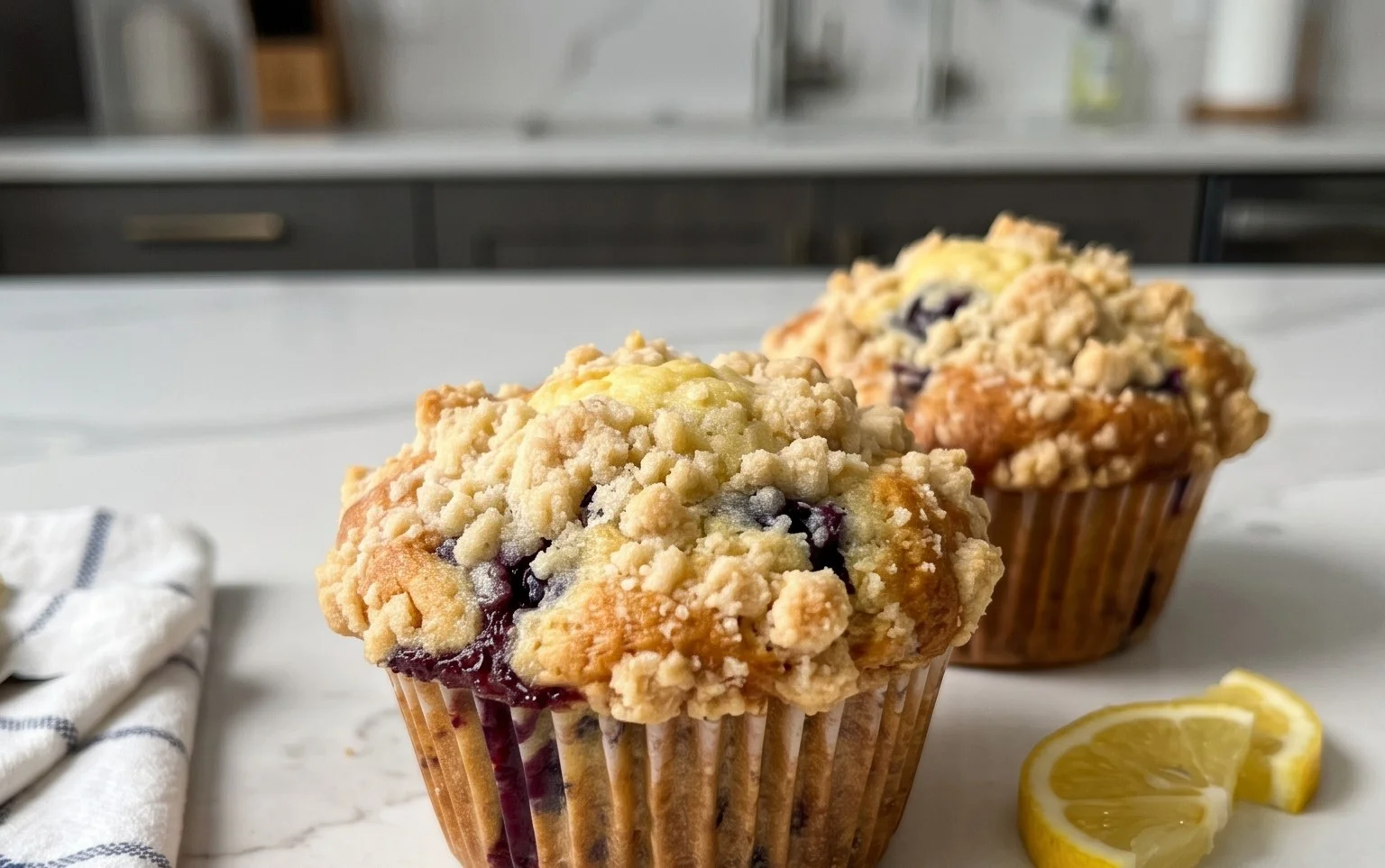 Lemon Blueberry Streusel Muffins