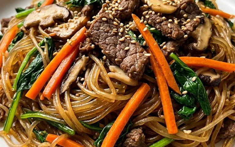 Japchae (Korean Glass Noodle Stir Fry)