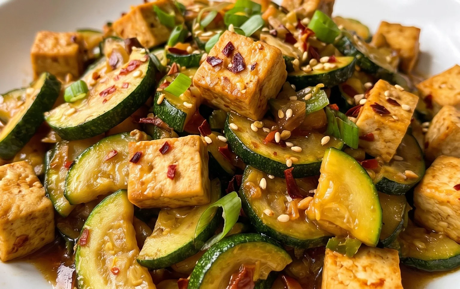 Zucchini Stir Fry With Tofu (Vegan)