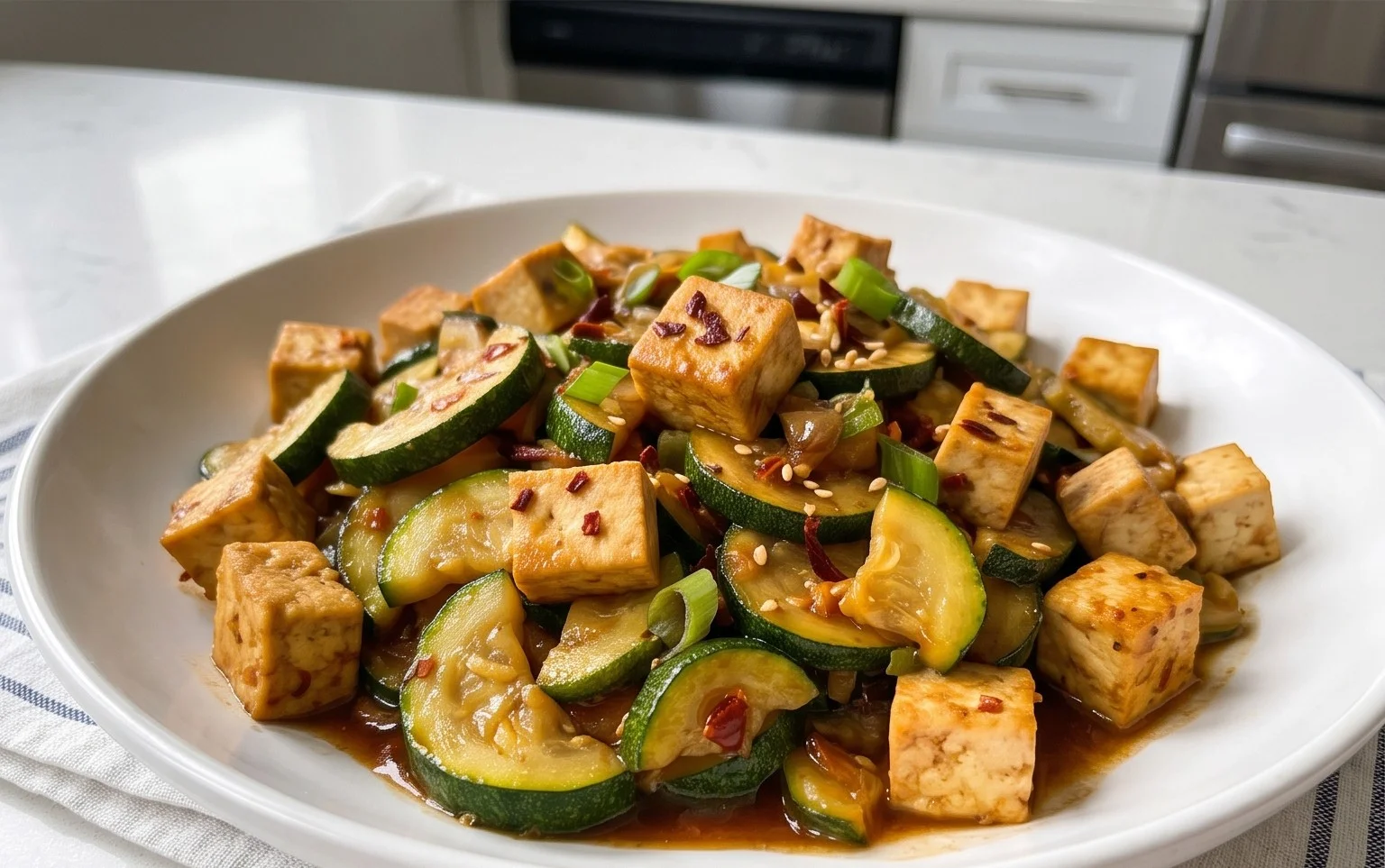 Zucchini Stir Fry With Tofu (Vegan)