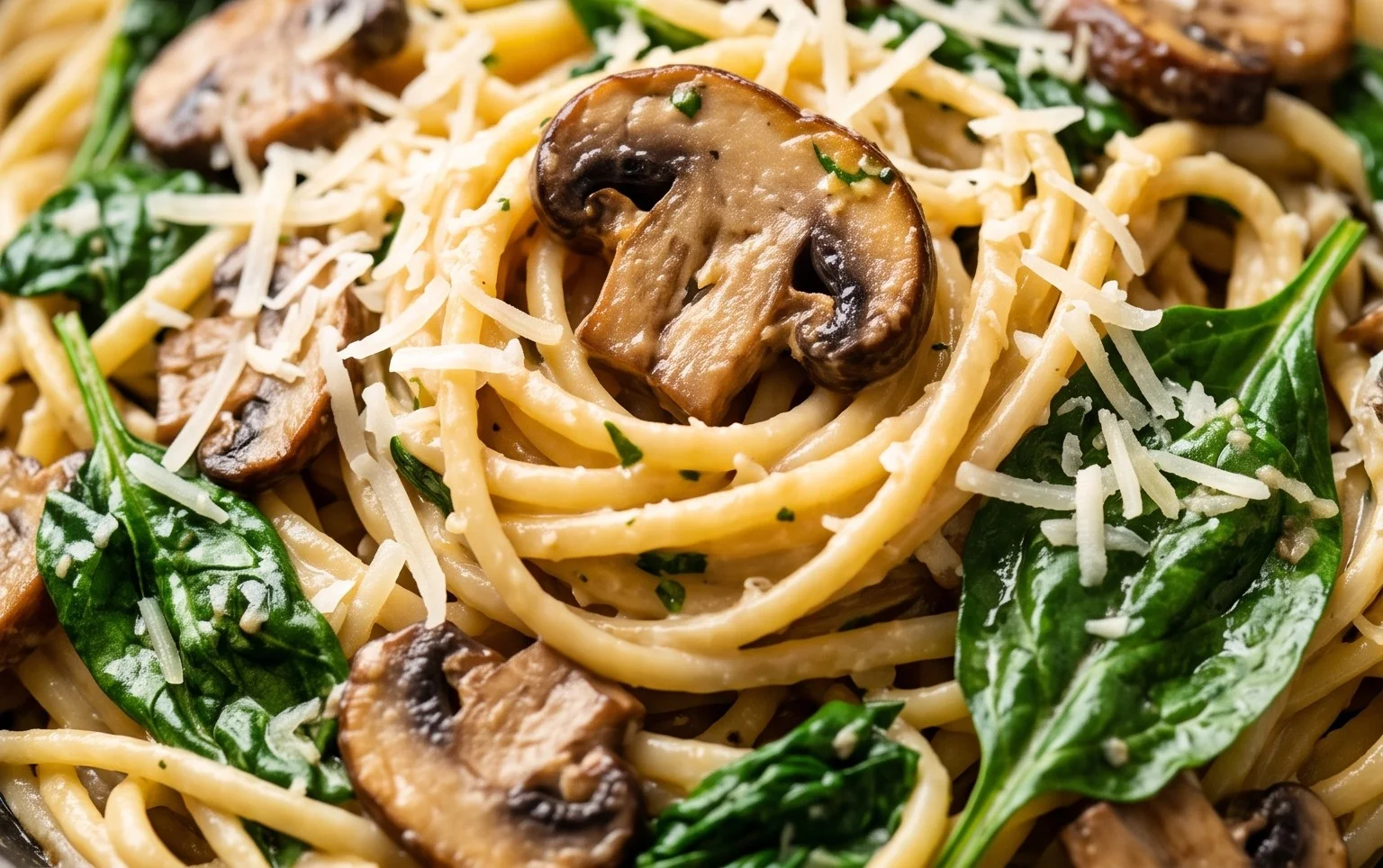 Parmesan Spinach Mushroom Pasta Skillet