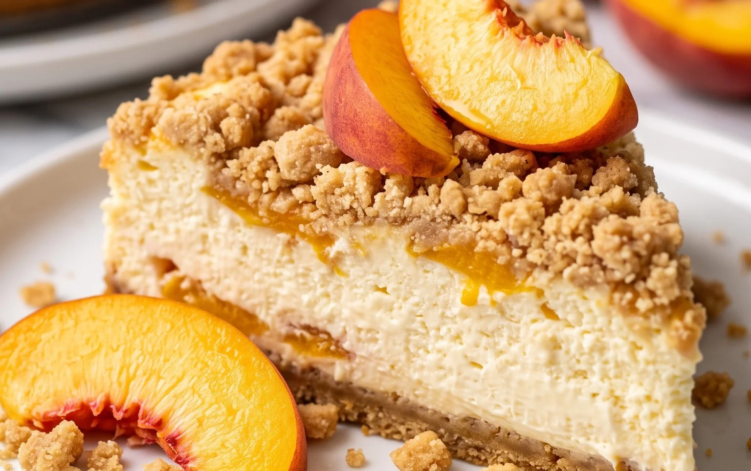 Peach Cream Cheese Cake with Streusel Topping