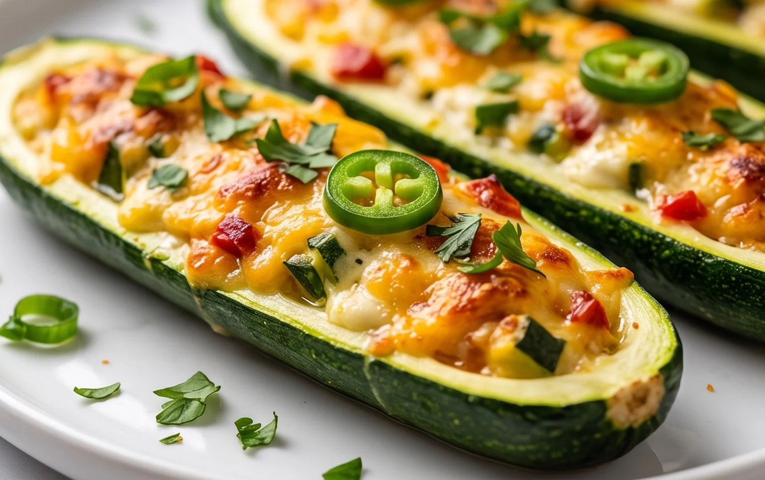 Jalapeno Popper Zucchini Boats