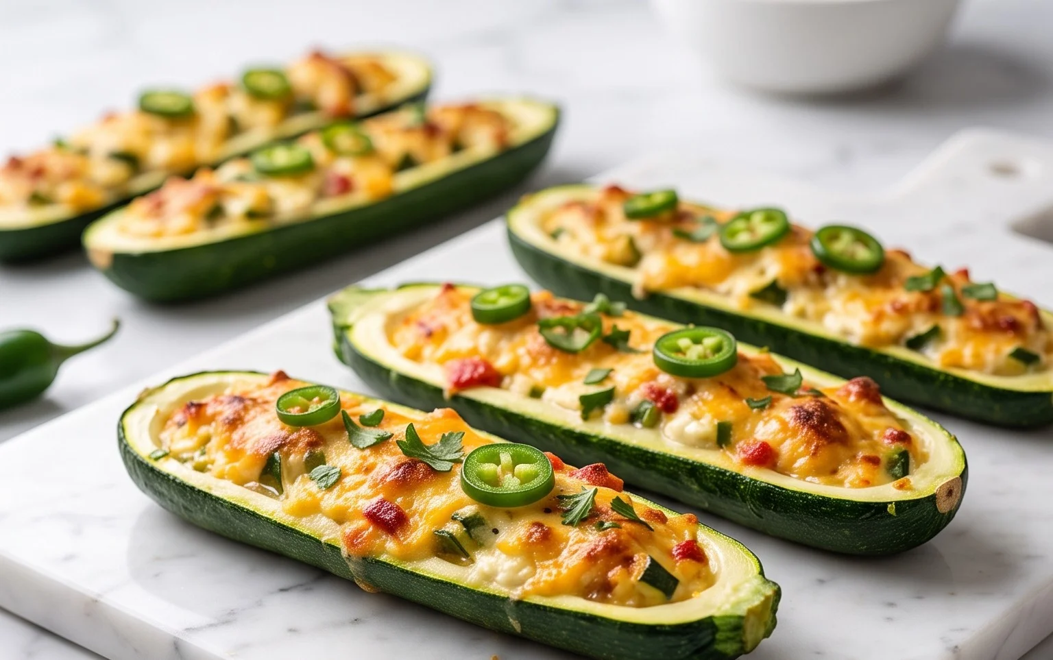 Jalapeno Popper Zucchini Boats