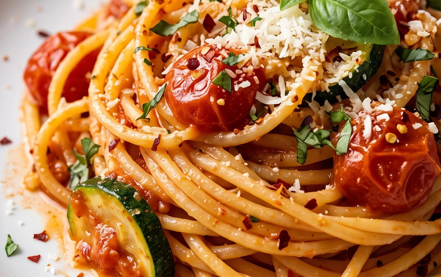 Healthy Tomato Zucchini Pasta