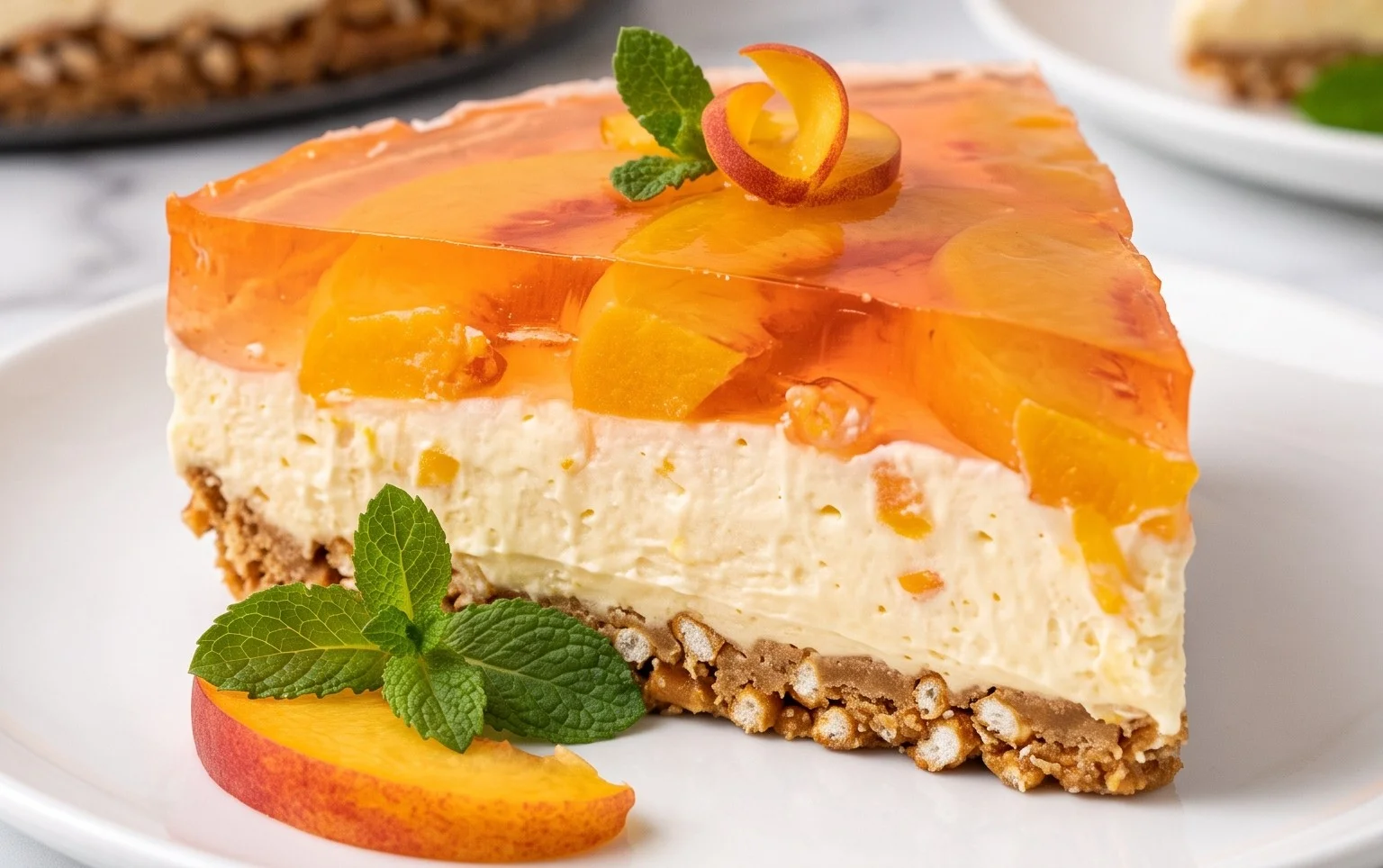 Peach Pretzel Salad Dessert