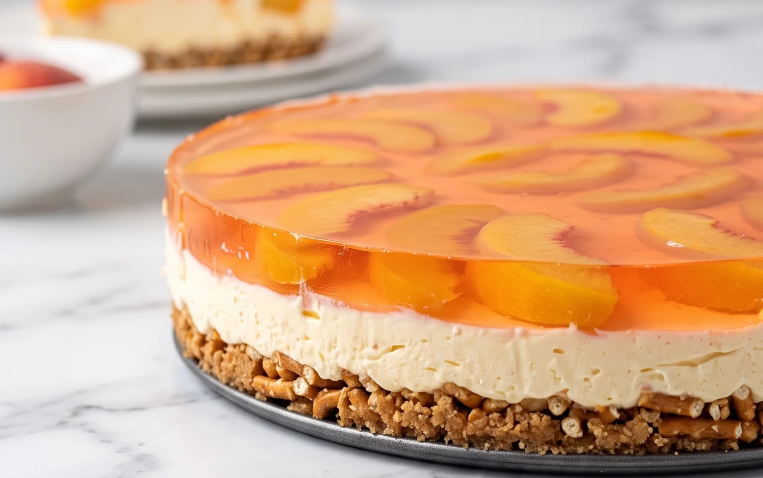 Peach Pretzel Salad Dessert