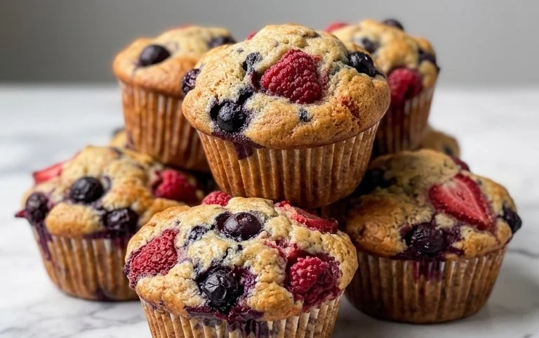 Bakery Style Mixed Berry Muffins | with Frozen Berries