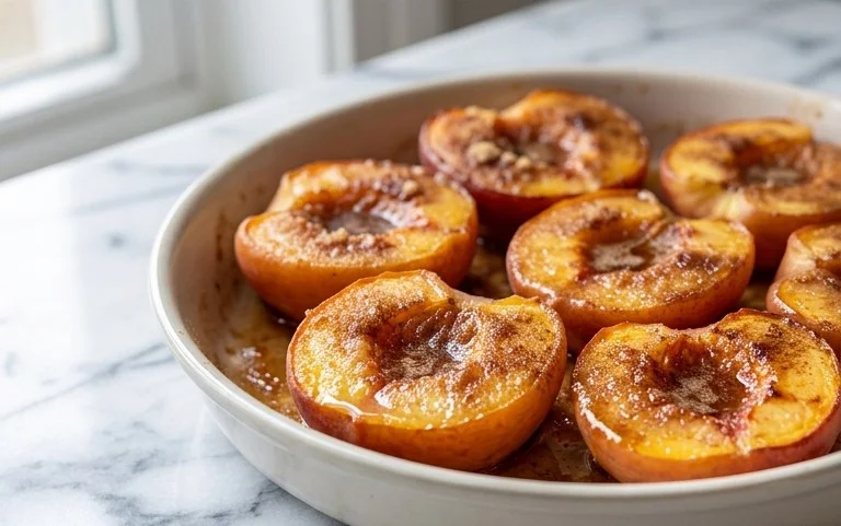 Cinnamon Sugar Baked Peaches