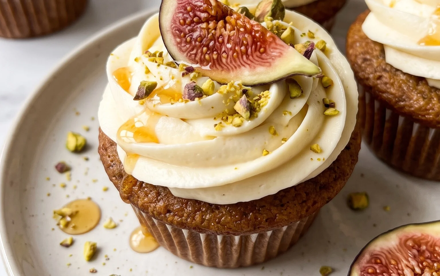 Fig Cupcakes with Honey Cream Cheese Frosting