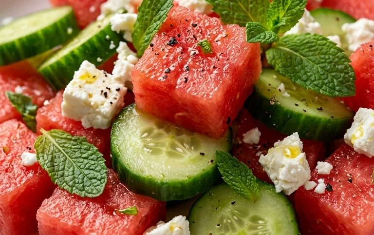 Watermelon Salad with Cucumber and Feta