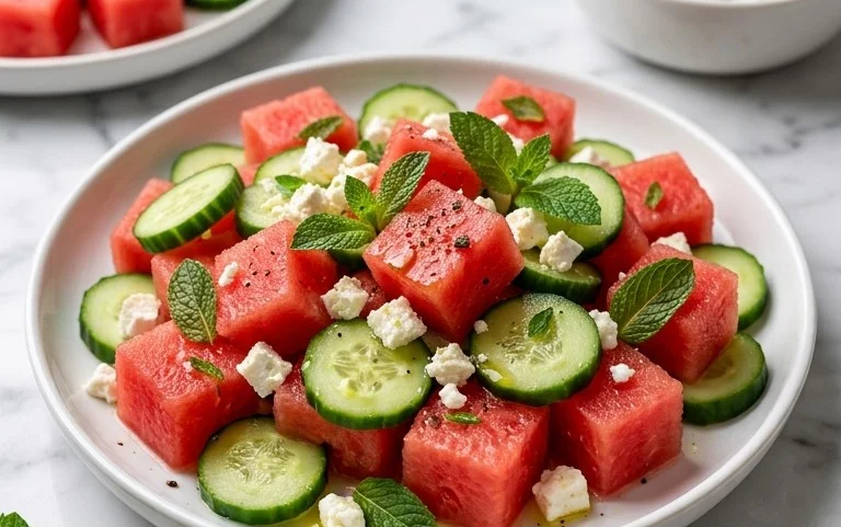 Watermelon Salad with Cucumber and Feta