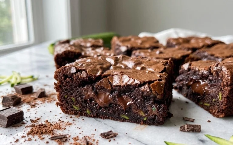 Fudgy Dark Chocolate Zucchini Brownies Recipe