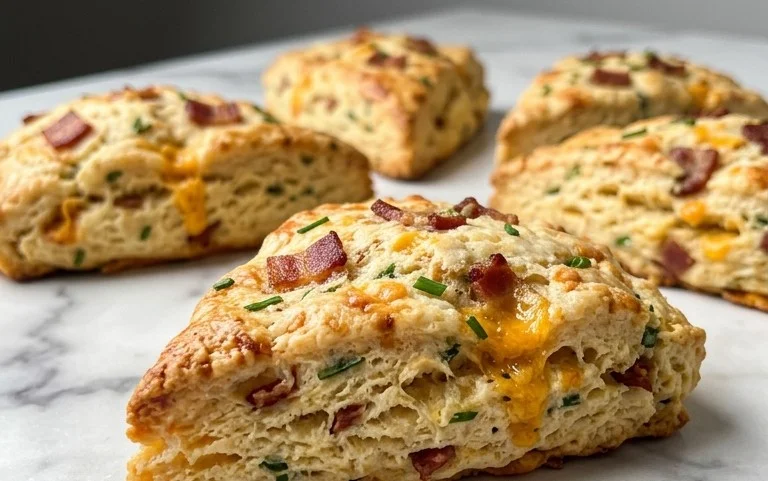 Beef Bacon Cheddar and Chive Scones